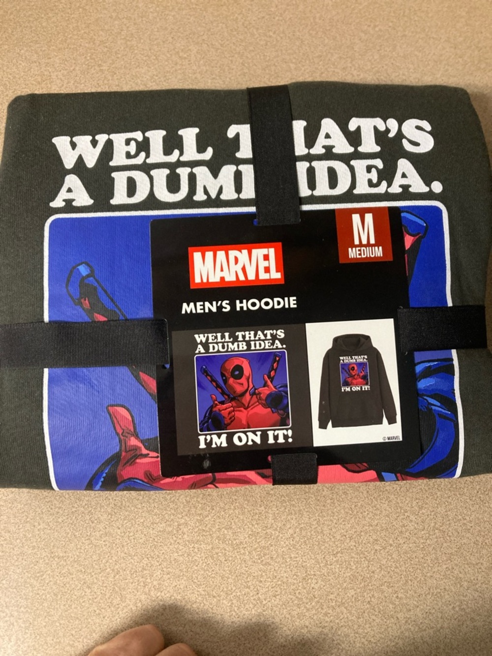 Marvel Deadpool Hoodie - Charcoal with Blue & Red Graphic